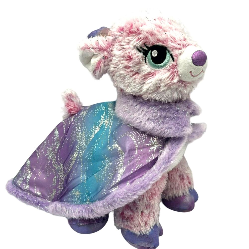 BUILD A BEAR Twinkle Reindeer 16" Plush Stuffed Animal Pink Purple Sparkle Cape